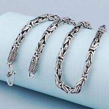 Pure S925 Sterling Silver Chain Women Men 4mm Byzantine Link Chain Necklace   picture