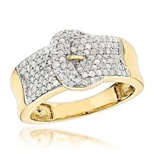 2Ct Round Cut Lab-Created Diamond Belt Buckle Ring 14k Yellow Gold Plated picture