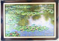 Large Framed Oil Painting Water Lilies Signed S. Y. Lestat 29x41” picture