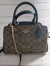 Authentic Coach Bag Signature Canvas & Leather Chain Khaki Brown Two Way Bag picture
