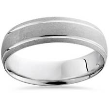 Mens Solid 950 Platinum Brushed Comfort Fit 6mm Wedding Ring Band picture