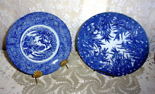 TWO 19th Century Chinese Import Peacock and Iris Blue and White Plates picture