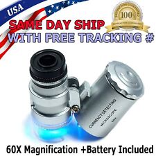 60X Magnifying Loupe Jewelry Jewellers Pocket Magnifier Eye Glass Led Light picture