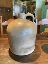 A NICE 19TH CENTURY SOUTHERN AMERICAN OLIVE GLAZE 1 GALLON STONEWARE JUG picture