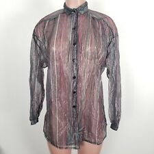 Vtg 60s 70s Jantzen Button Up Sheer Blouse Shirt Disco Club Women's 16 Large picture