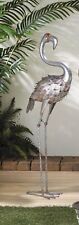 LARGE 3' MODERN RECYCLED RUSTY METAL WIRE ART FLAMINGO BIRD OUTDOOR CRANE STATUE picture