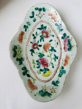 Antique 19thc Chinese Porcelain Footed Dish Red Seal Hallmark Famille Rose picture