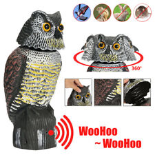 Realistic Owl Decoy w/Sound Rotating Head Outdoor Garden Repellent Bird Scare picture