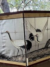 JAPANESE MEIJI “RED CROWNED CRANE SIGNED & MARKED  SIX PANEL SCREEN picture