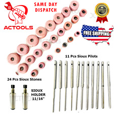 Sioux Valve Seat Grinding Wheels 24 Pcs with 11 Pcs Pilots + 2x Stone Holder USA picture