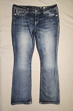 Miss Me Jeans Womens 34 (38) Mid Rise Easy Boot Denim Rhinestones Jewels Flaws picture
