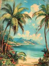 Coastal Oasis: Vintage Palms' Timeless Embrace 8x10 Print picture