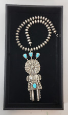 Garret Hale Sterling 925  8 inch Kachina on Navajo Pearls 24 inch Necklace RARE picture