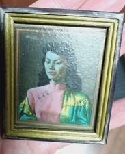 Vintage Artisan Made Dollhouse Miniature Painting BEAUTIFUL ASIAN WOMAN 1:12 Exc picture