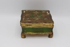 Antique Italian Handmade Florentine Gilded Gold/Green Wooden Box picture