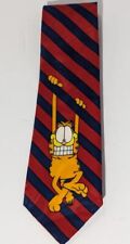 Garfield Men's Tie Necktie Balancine Striped Vintage 1978 Cat Hang On Red EUC picture