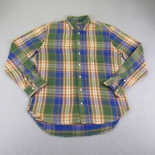 Vintage Gitman Bros Shirt Mens Large Blue Green Plaid Flannel Western Frontier picture