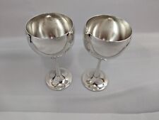 2 Vintage Silver Plated Wine Goblets Glass Toasting Wedding Holiday Water Italy picture