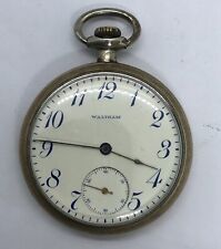Waltham Vintage Royal Pocket Watch, 17 Jewel, Worn Gold Color, RARE Blue Numbers picture