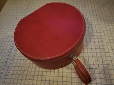 Vintage Travins Hat Box Round Travel Case Makeup Case Red Nice Condition 50s 60s picture