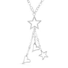 Sterling Silver Star and Heart Dangle Necklace picture