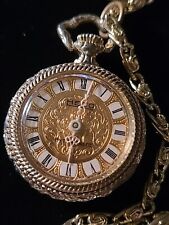 Vintage HECO Ladies Gold Tone Pendant Necklace Watch On 30in Chain, Works picture