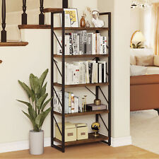 Industrial 4-6 Shelf Wood Bookcase Bookshelf Storage Display Rack Book Shelving picture