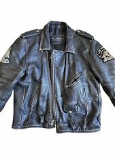 Vintage Small USA Made 80s Leather Biker Jacket Harley Patch Motorcycle picture