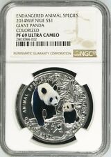 NGC PF69 UC 2014 Niue 1oz Solid Silver Coin - Giant Panda picture