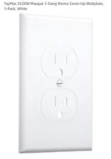 ⚡️(QTY 5) Masque Taymac 2500W MW2520W Duplex Cover-Up Wall Plate 1 Gang White⚡️ picture