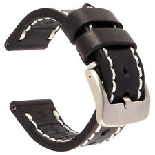 New 26mm NEW COW Leather Strap Black Watch Band for fits PANERAI White x1 picture