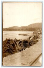 c1918 Train Wreck Railroad Disaster Lake View Canada RPPC Photo Postcard picture