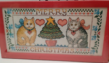 Design Works Crafts CHRISTMAS CATS Cross Stitch KIT 9242 Wood Frame Sealed picture