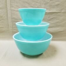 Vintage Pyrex Robin Egg Blue Turquoise Nesting Mixing Bowls Set of 3 401 402 403 picture