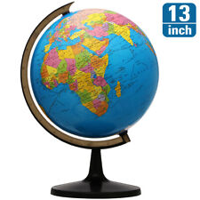 13'' World Globe Earth Ocean Rotating World Map Geography w/ Stand Desktop Large picture