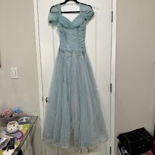 Vintage 1950s Blue Cinderella Gown S picture
