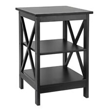24 Inch Side End Table with Storage Shelf Sofa Table X-Design Black/White/Brown picture