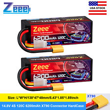 2x Zeee 14.8V 120C 6200mAh 4S Lipo Battery XT90 for RC Car Truck Buggy Truggy picture