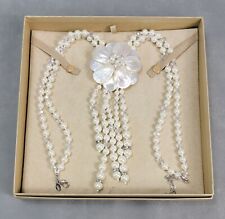 JOAN RIVERS Mother of Pearl FLOWER Faux Pearl Beaded NECKLACE picture