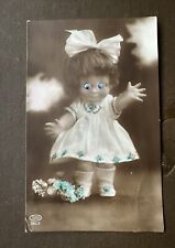 Antique 1920s googly eyed doll rppc postcard Used  picture