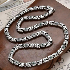 Pure S925 Sterling Silver Chain 7mm Unique Byzantine Link Necklace 20-26in picture