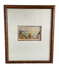 Vintage Framed Abstract Art Watercolor Painting  Beach Ocean Coast picture
