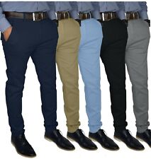 Mens Slim FIT Stretch Chino Trousers Casual Flat Front Flex Classic Full Pants picture