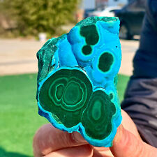 206G Natural Chrysocolla/Malachite transparent cluster rough mineral sample picture