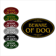Beware Of Dog With Choice Of Colors Oval Shaped Wall Notice Aluminum Metal Sign picture