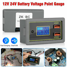 LCD DC Battery Capacity Monitor Meter 12V 24V Volt Amp for Cars RV Solar System picture