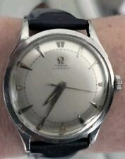 1955 Omega Seamaster Bumper Vintage Leather Cal.351 Steel Automatic Watch picture