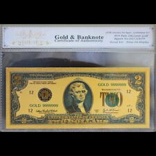 Gold 2003 $2 Two Dollars Banknote Collectible with Bag & Certificate picture