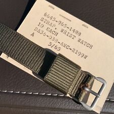 1965 NOS 17mm Military Issue Green Nylon One Piece Strap Fits GG-W-113 Watch picture