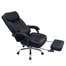 Executive Computer Desk Office Task Chair Ergonomic Ribbed High Back PU Leather picture